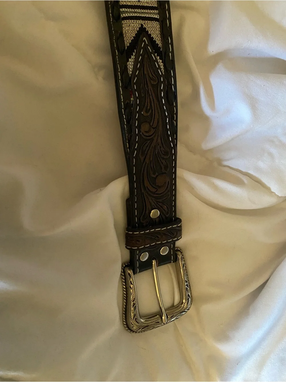 Nocona Black Leather Belt with Embossed Logo